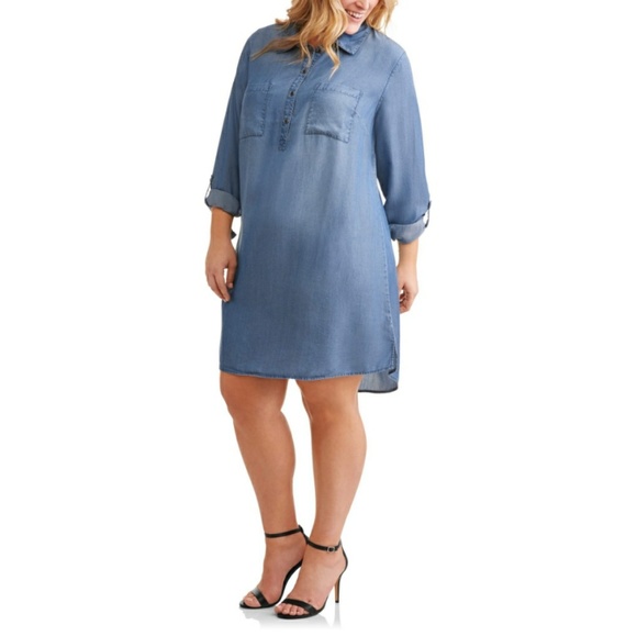 hi low denim shirt dress